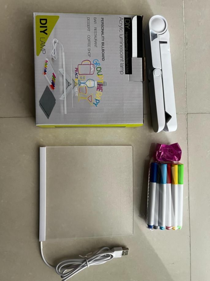 🖊️ Glow LED Writing Pad with 12 Color Pens