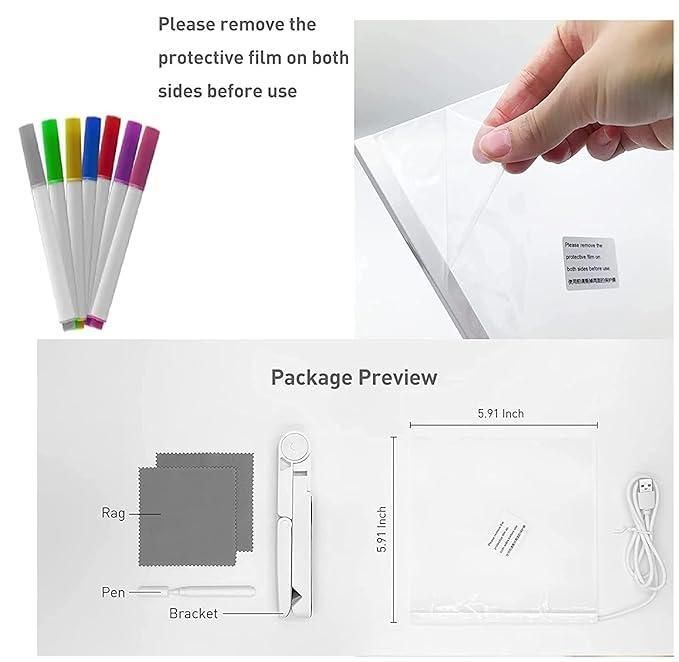 🖊️ Glow LED Writing Pad with 12 Color Pens